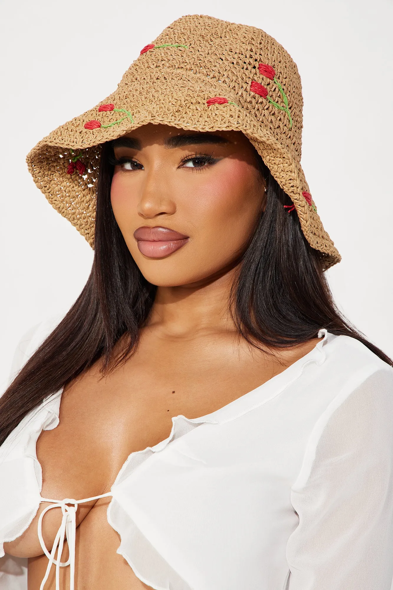 Cherry Season Bucket Hat - Tan sold by Fashion Nova