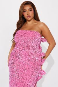 Emily Sequin Bow Gown - Pink sold by Fashion Nova