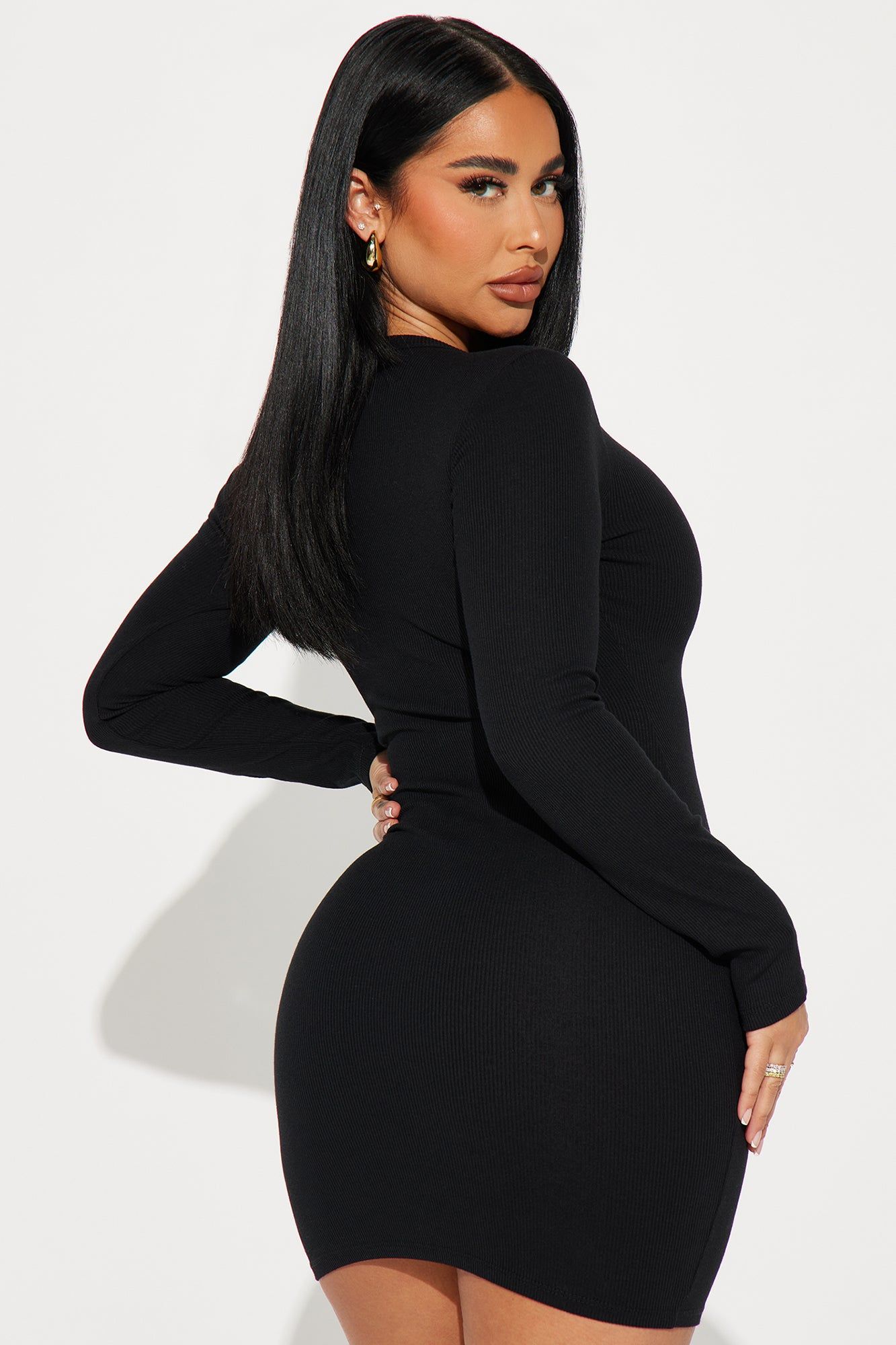 Rhiannon Ribbed Mini Dress - Black sold by Fashion Nova product image thumbnail 3