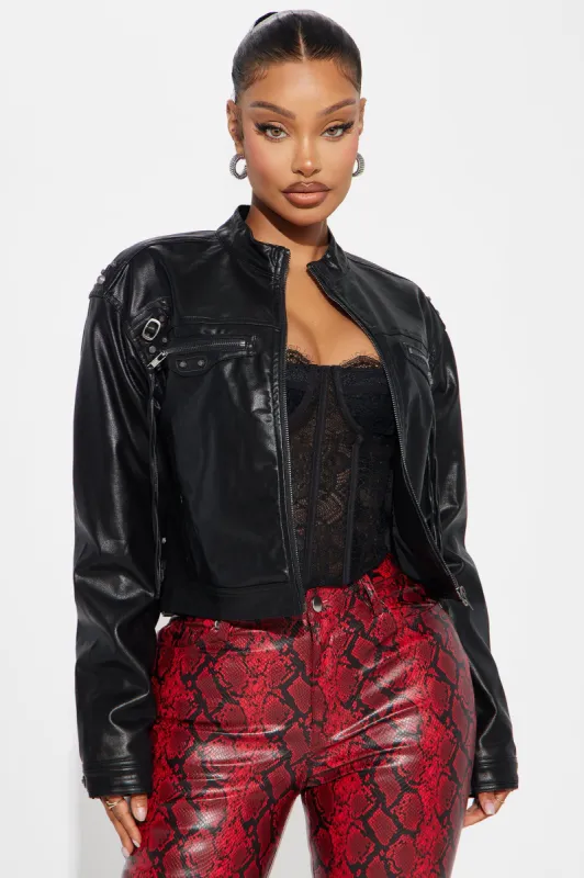 Ria Faux Leather Jacket - Black sold by Fashion Nova