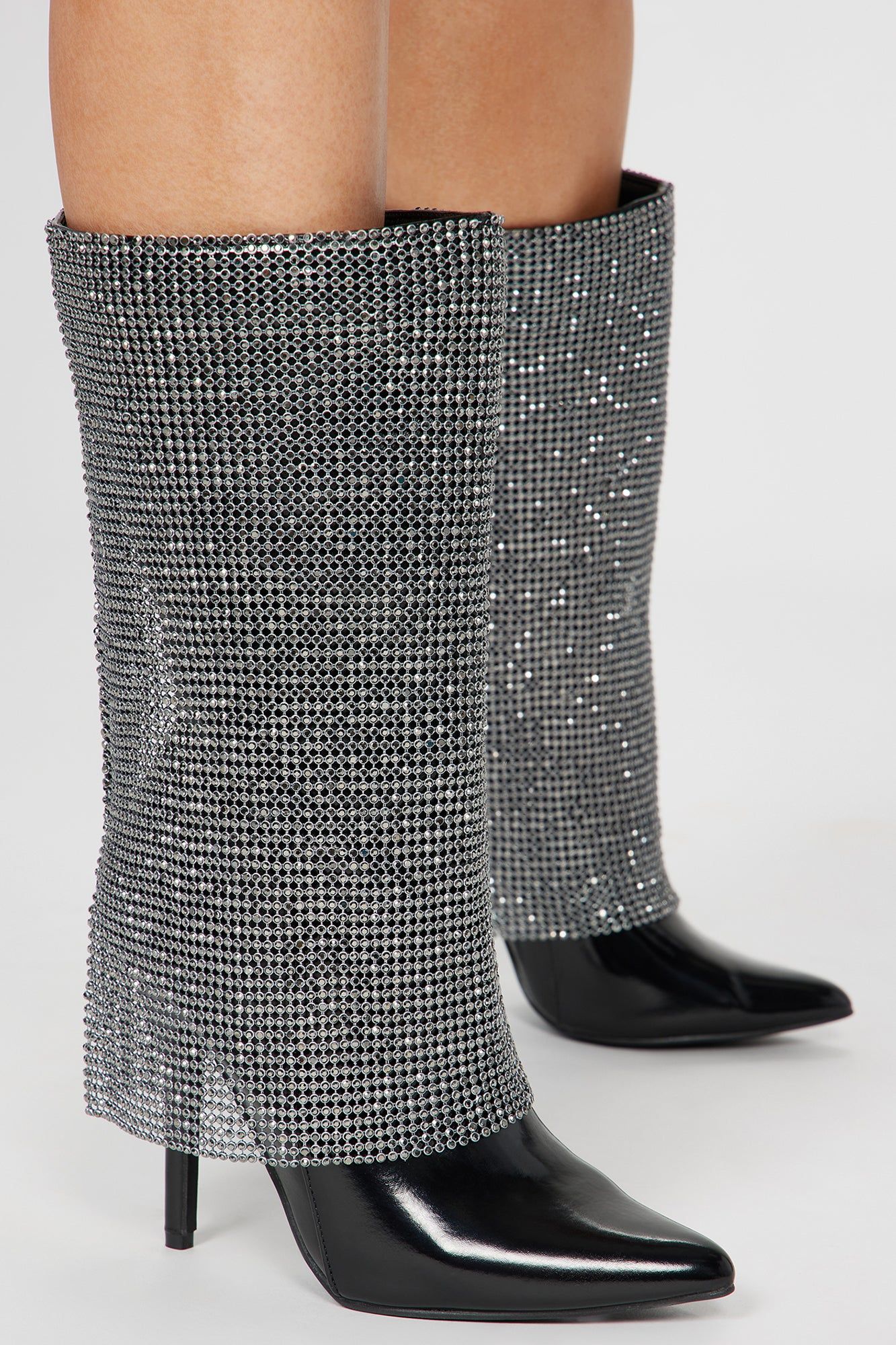Demi Embellished Overlay Knee High Boots - Black sold by Fashion Nova product image thumbnail 3