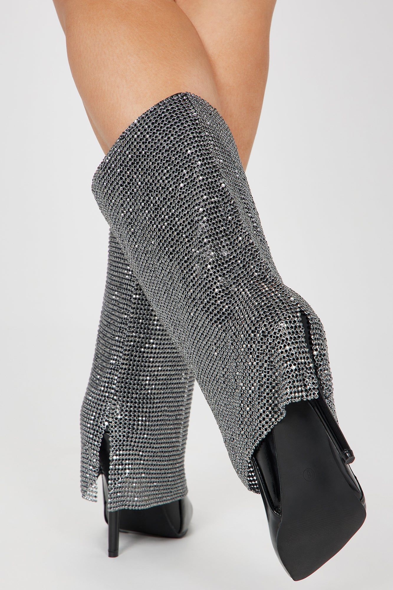 Demi Embellished Overlay Knee High Boots - Black sold by Fashion Nova product image thumbnail 4