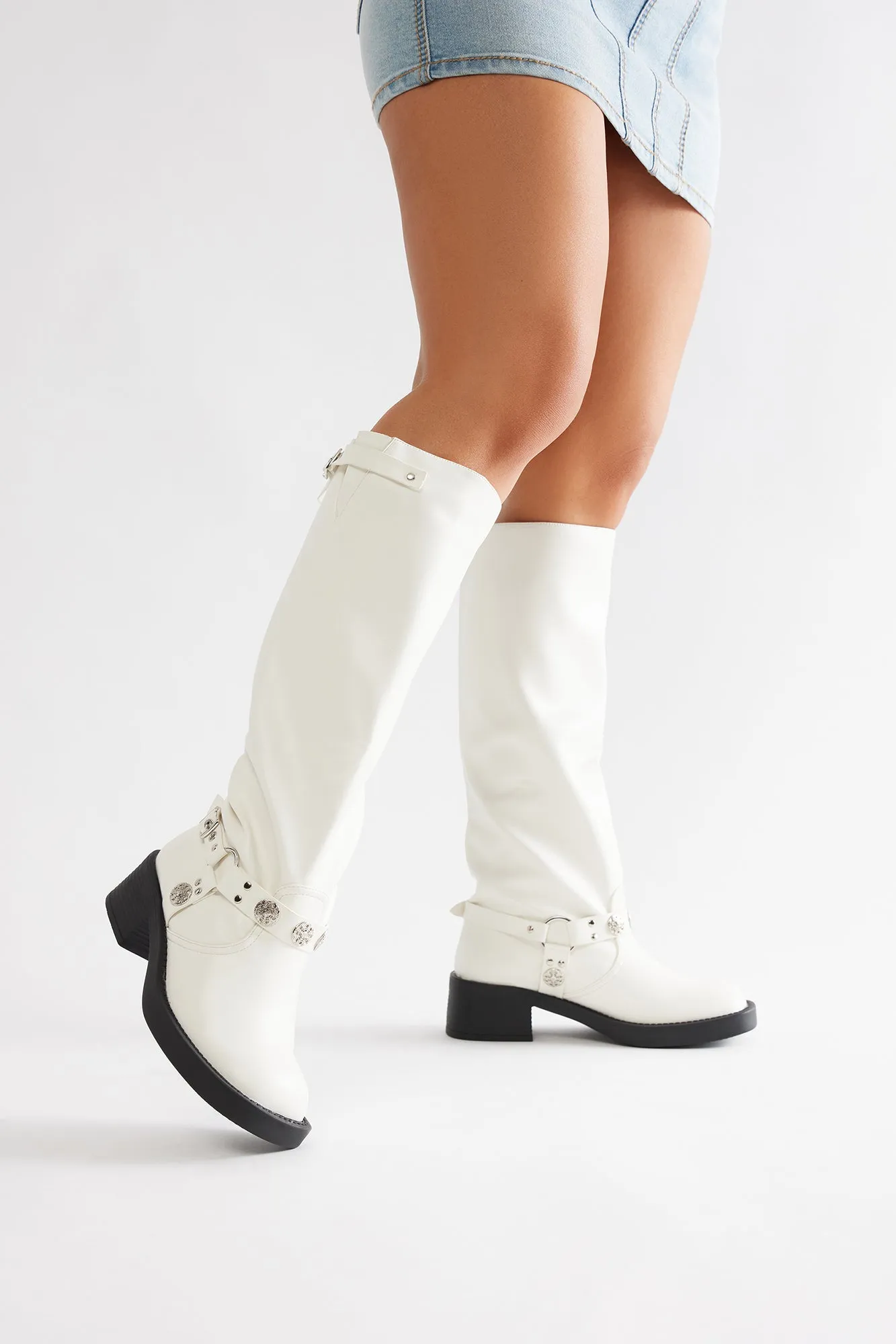 Marrakech Buckle Knee High Boots - White sold by Fashion Nova product image thumbnail 2