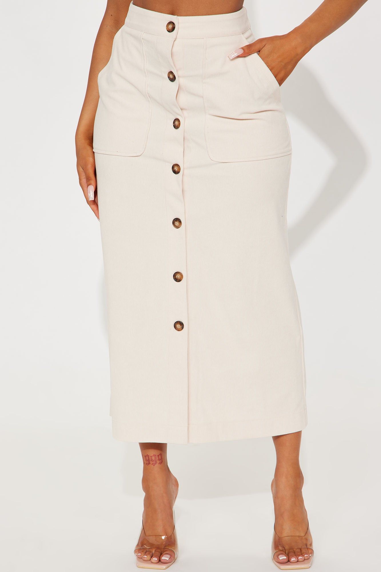 Straighten Out Corduroy Skirt - Cream sold by Fashion Nova product image thumbnail 2