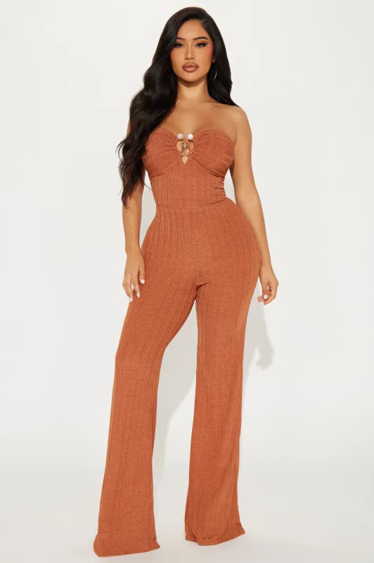 With Or Without Sun Jumpsuit - Cognac sold by Fashion Nova