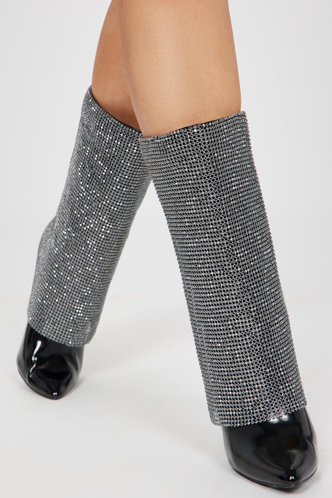 Demi Embellished Overlay Knee High Boots - Black sold by Fashion Nova product image thumbnail 2