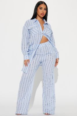 The Perfect Striped Pant Set - Light Blue sold by Fashion Nova