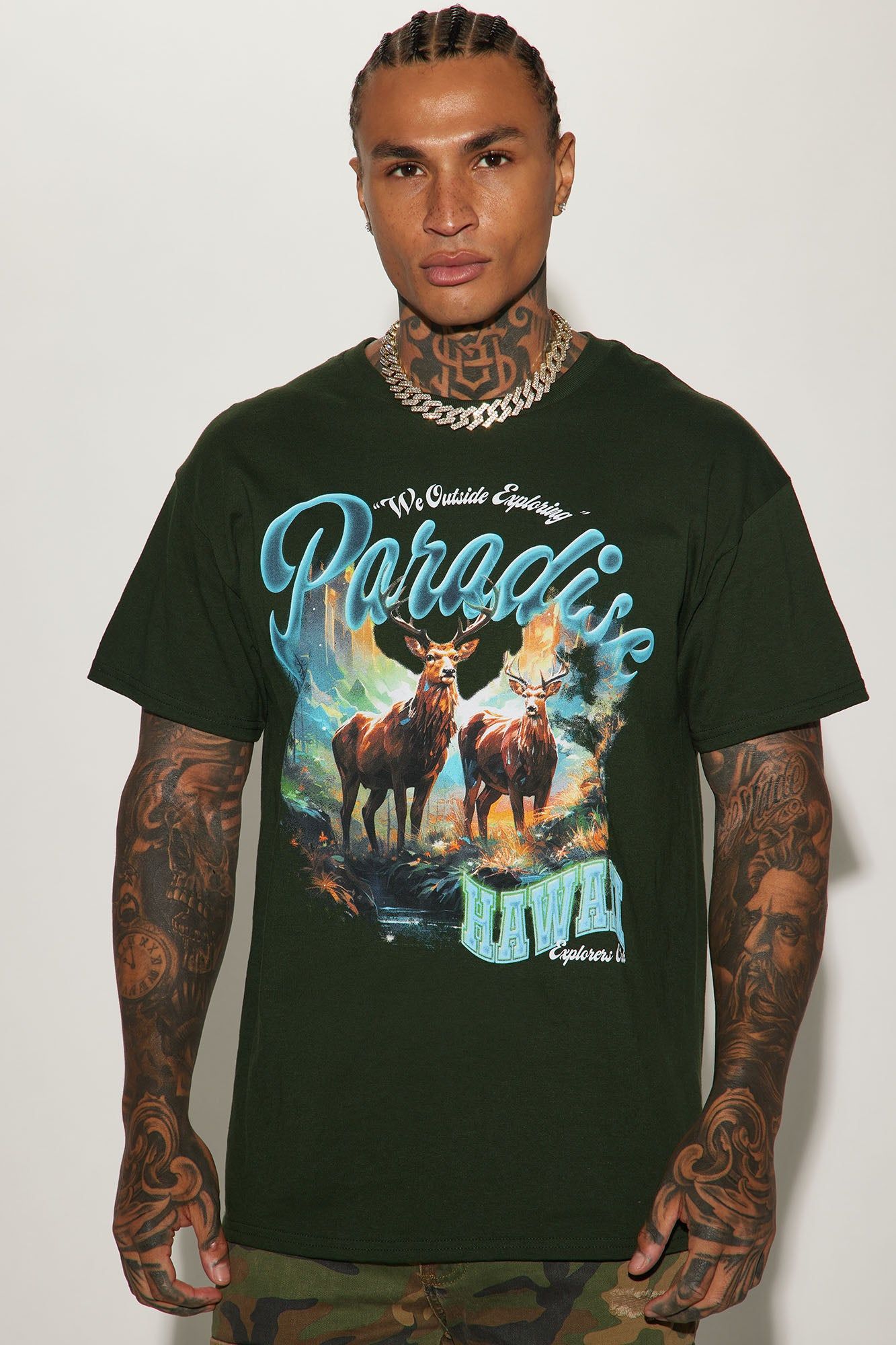 Hawaii Paradise Short Sleeve Tee - Hunter sold by Fashion Nova