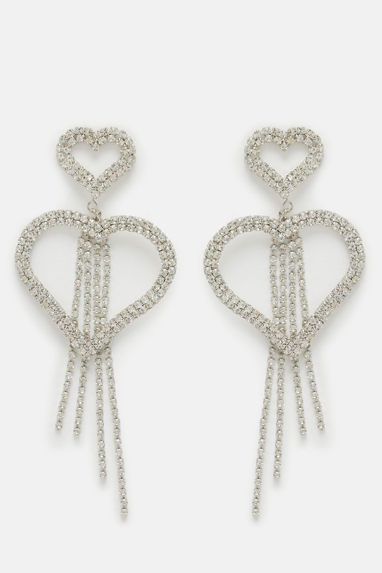 Open Heart Drop Earrings - Silver sold by Fashion Nova product image thumbnail 3