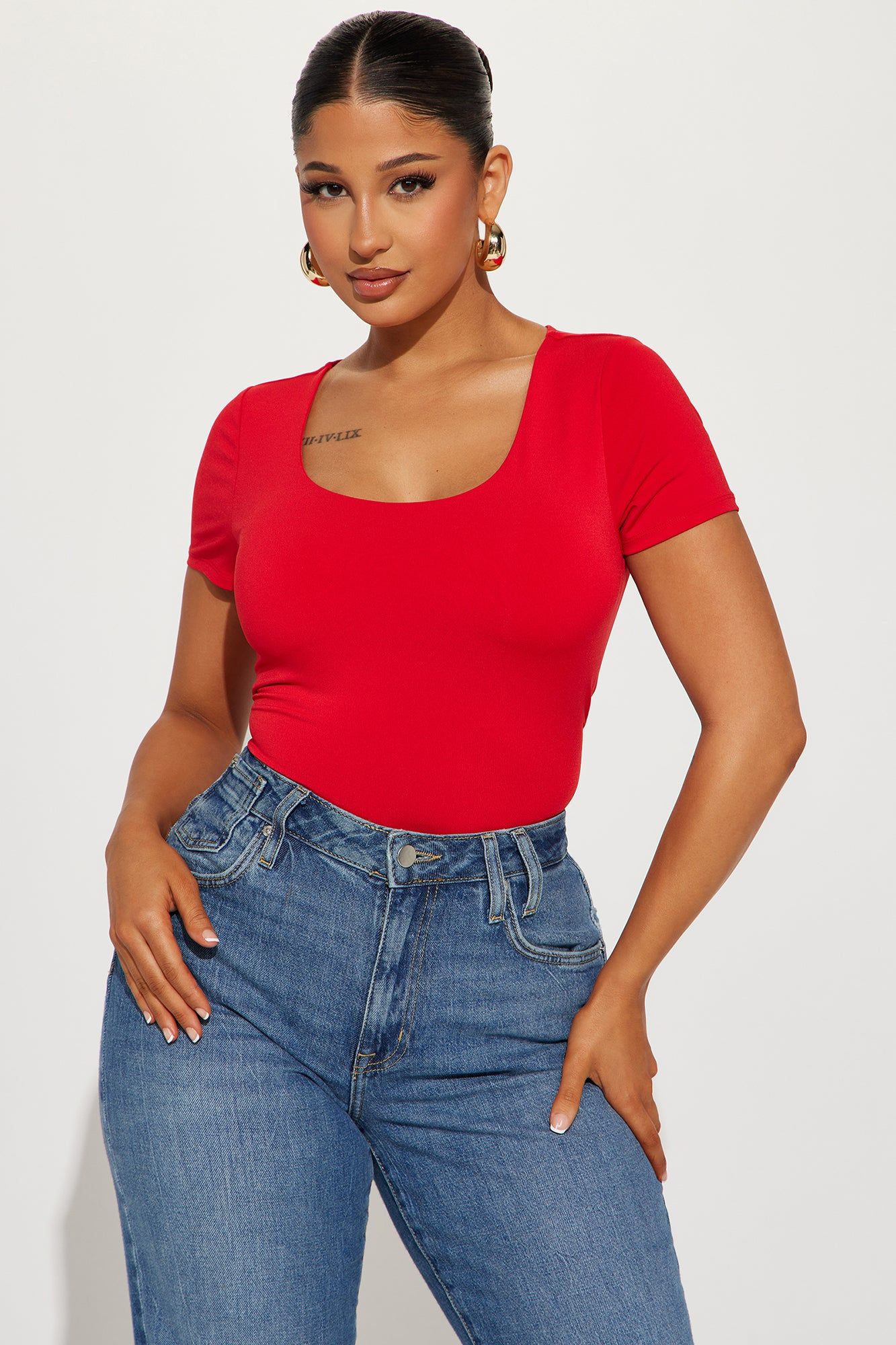 Tabitha Short Sleeve Bodysuit - Red sold by Fashion Nova product image thumbnail 3