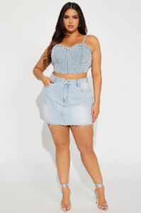 Cassidie Denim Mini Skirt - Light Wash sold by Fashion Nova