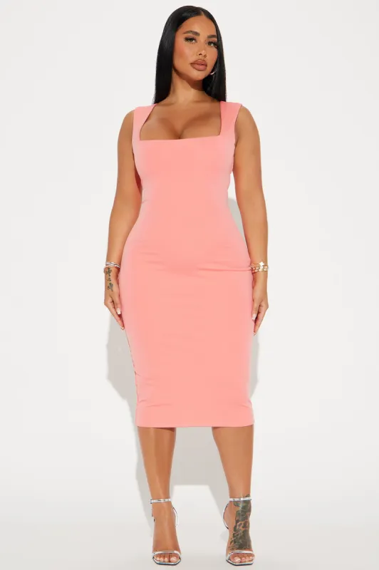 Colette Double Lined Midi Dress - Coral sold by Fashion Nova