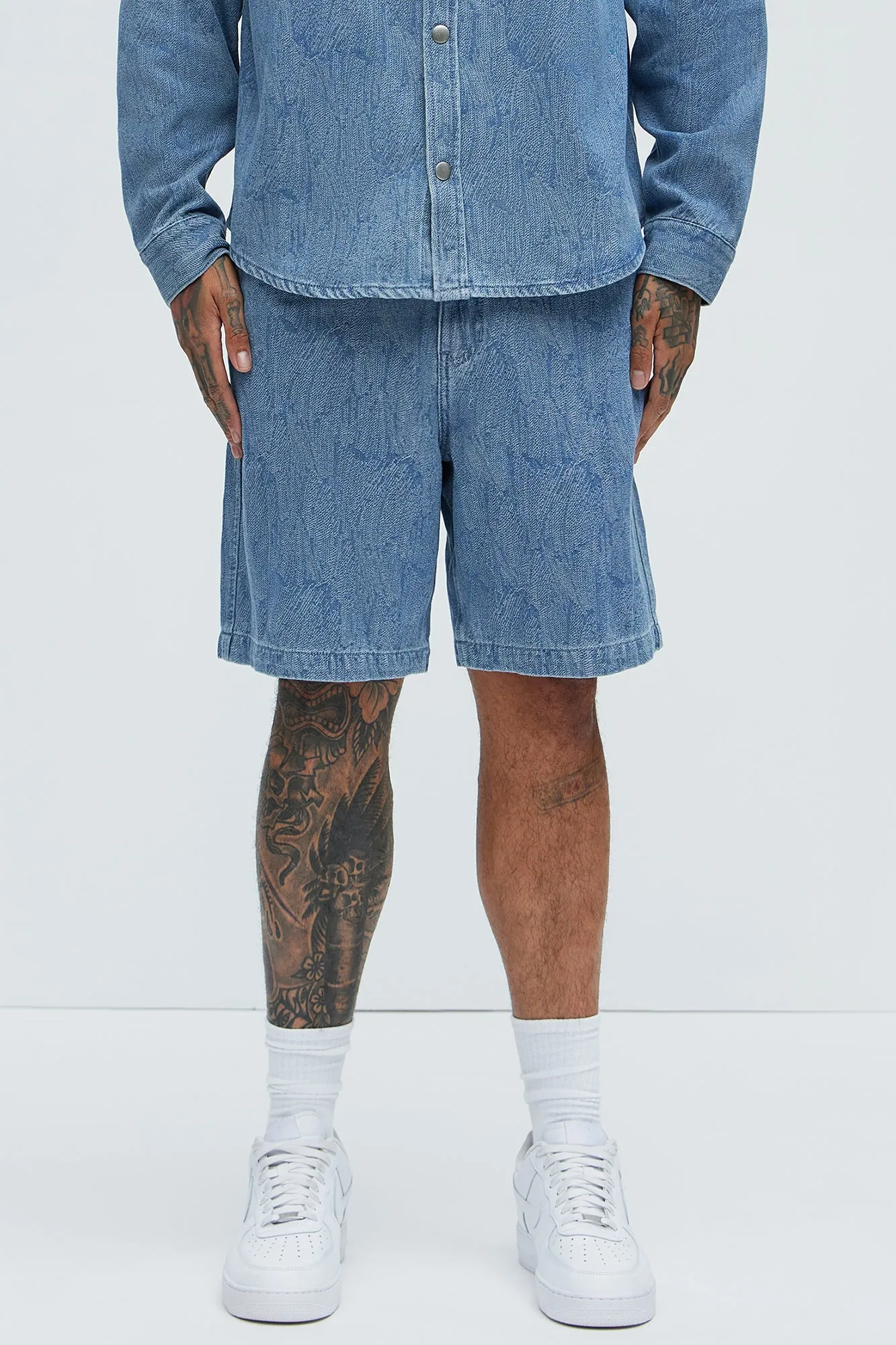 Water Brush Denim Shorts - Light Wash sold by Fashion Nova