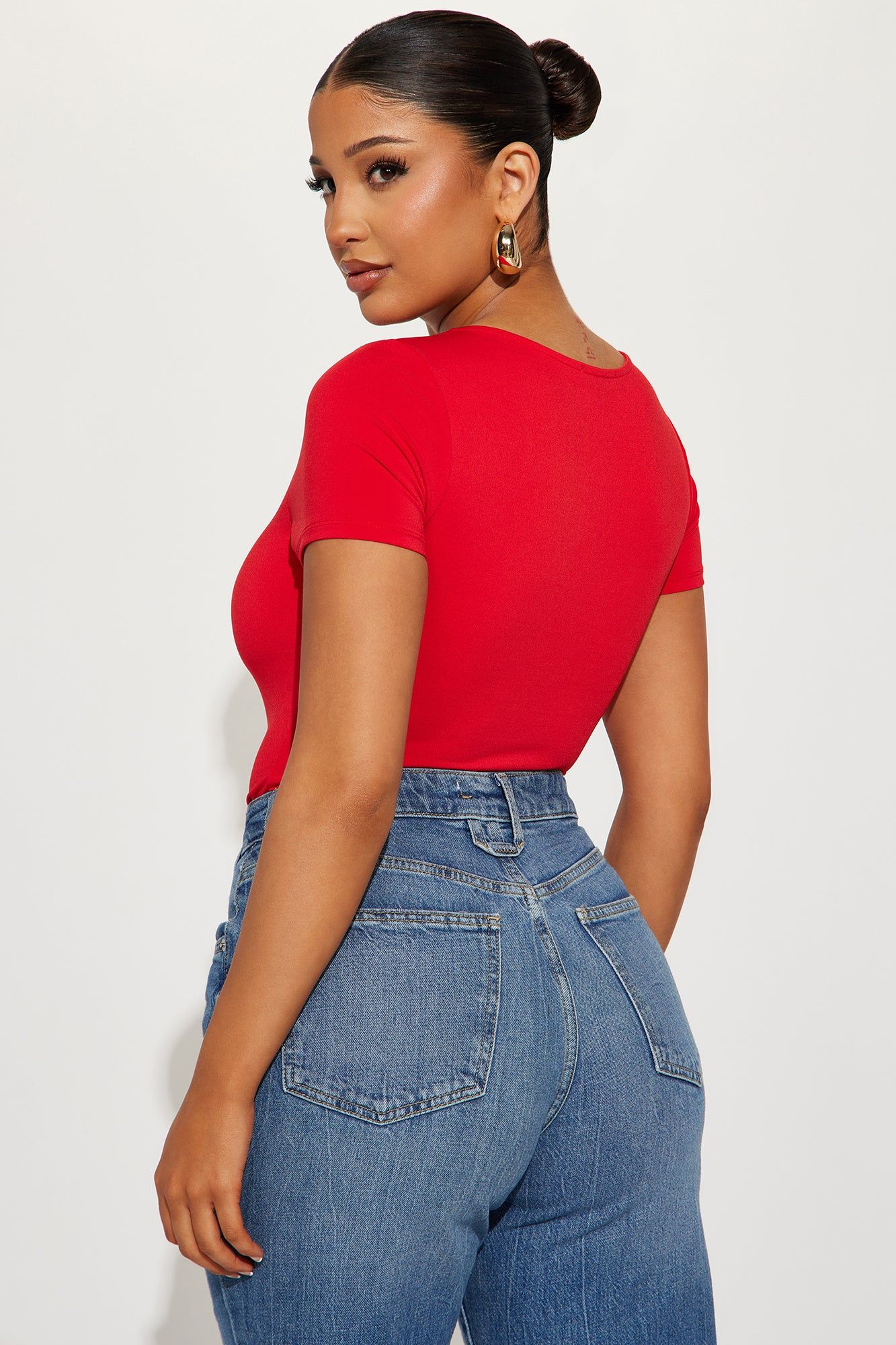 Tabitha Short Sleeve Bodysuit - Red sold by Fashion Nova product image thumbnail 4