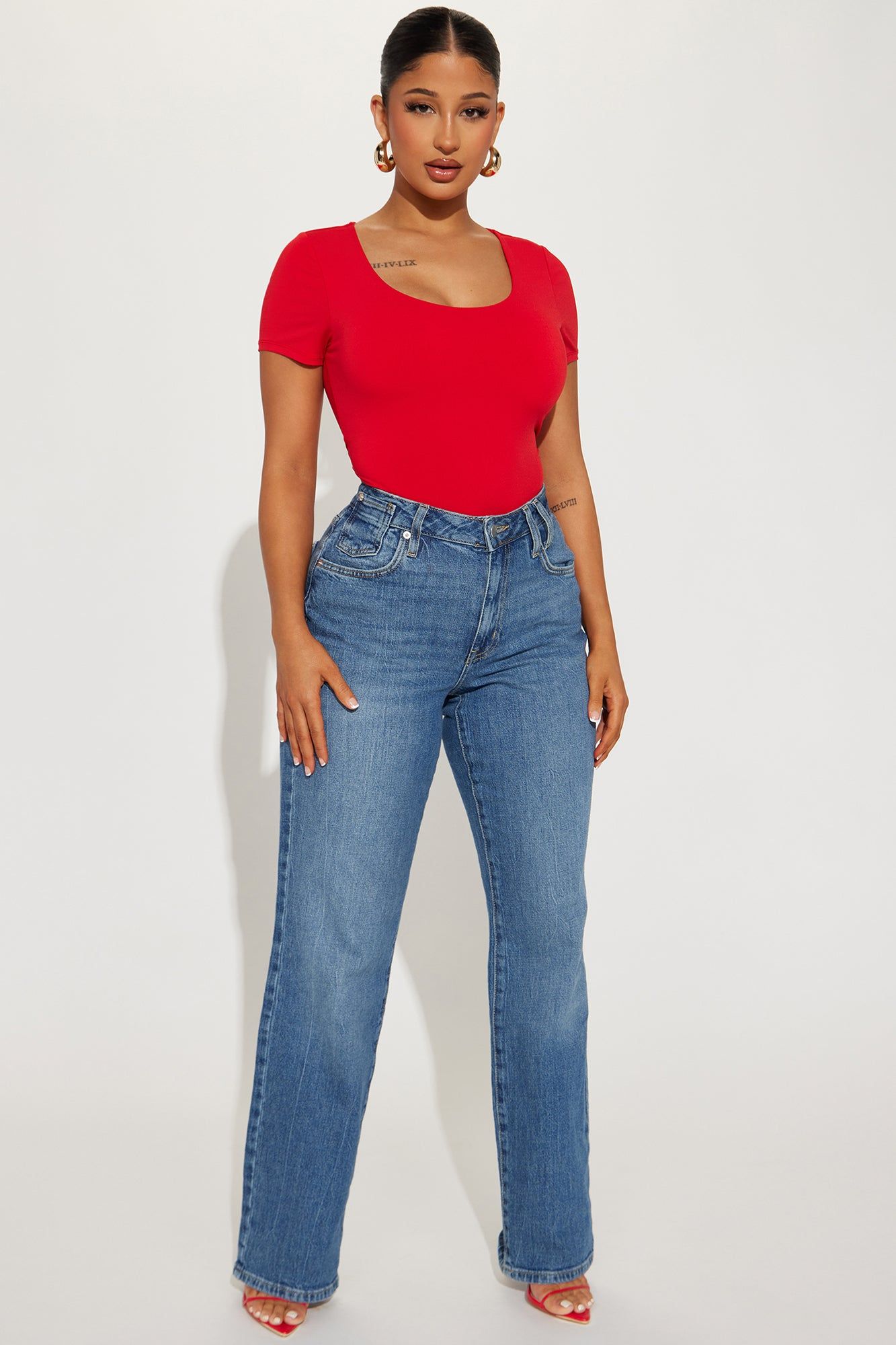 Tabitha Short Sleeve Bodysuit - Red sold by Fashion Nova product image thumbnail 2