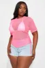 Island Hopping Cutout Mesh Cover Up Top - Pink sold by Fashion Nova