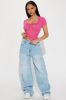 Delilah Ribbed Basic Tee - Fuchsia sold by Fashion Nova