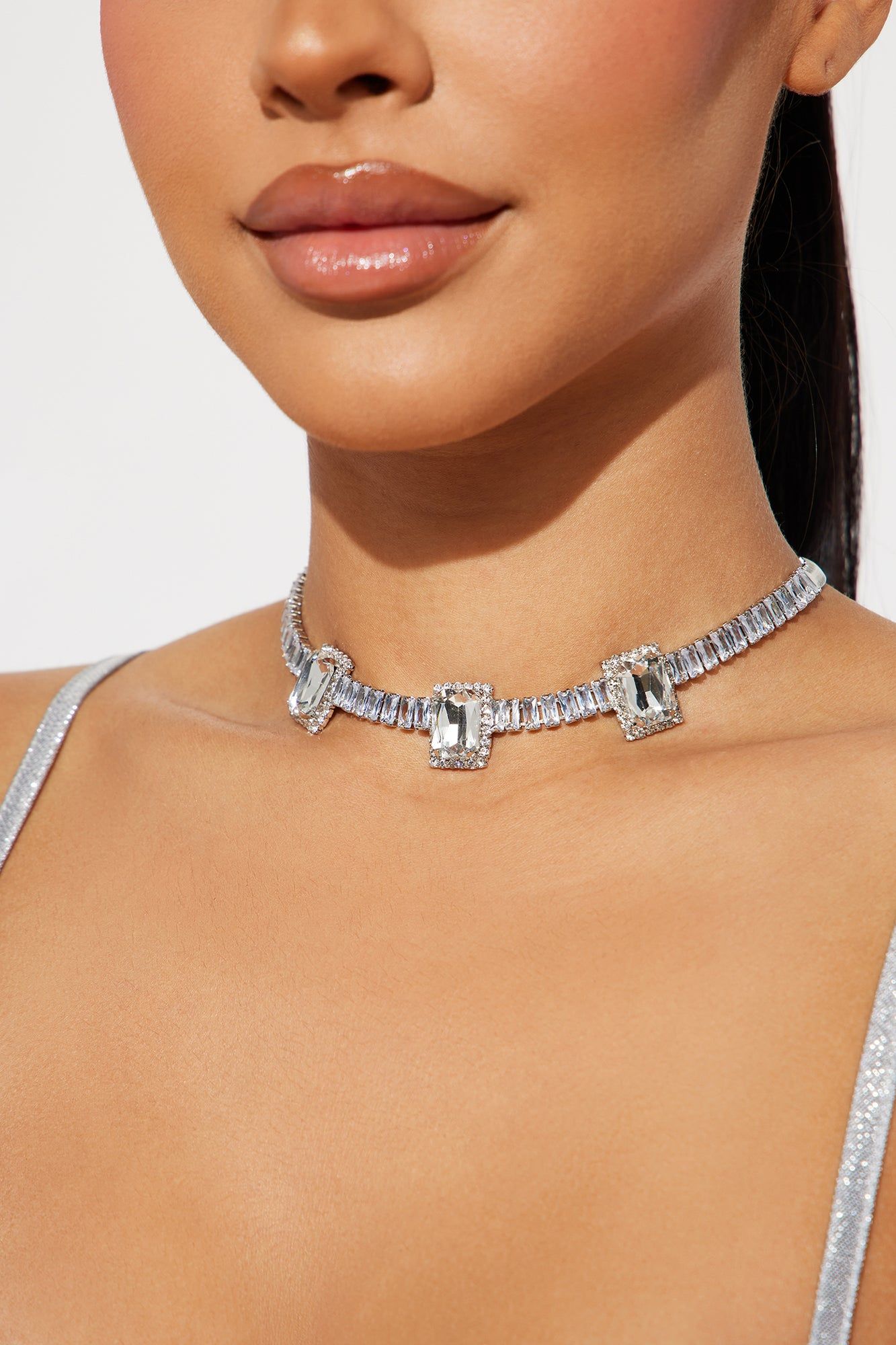 Rhinestone Baby Girl Necklace - Silver sold by Fashion Nova