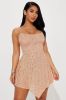 Elise Rhinestone Mesh Mini Dress - Nude sold by Fashion Nova
