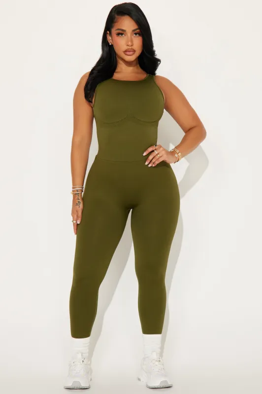 Squat Day Active Jumpsuit - Olive sold by Fashion Nova