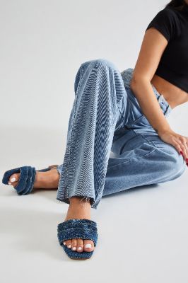Colette Denim Ruffle Sandals - Denim sold by Fashion Nova