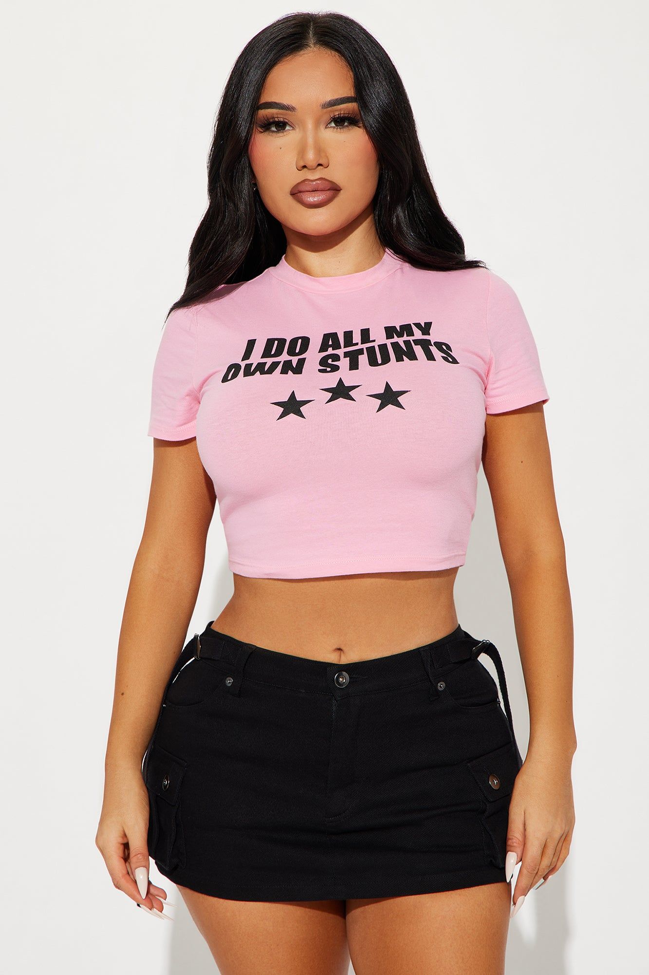 I Do All My Own Stunts Tee - Pink sold by Fashion Nova