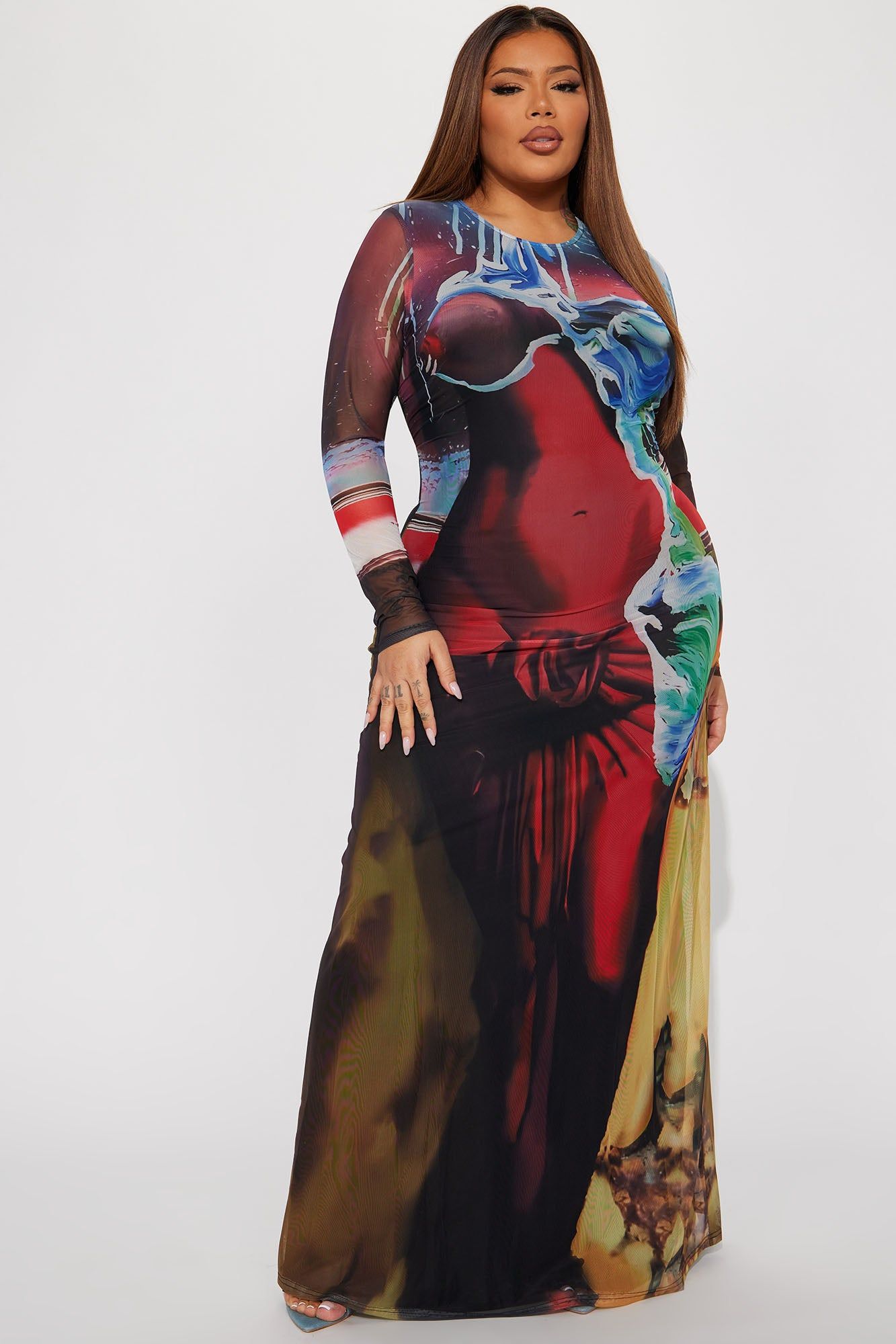 Body On Me Mesh Maxi Dress - Red/combo sold by Fashion Nova product image thumbnail 4