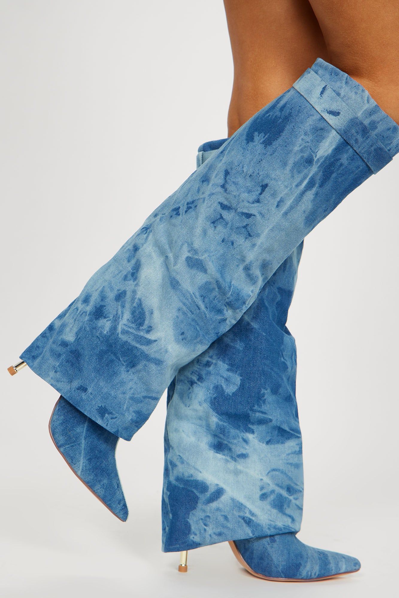 Natalia Overlay Knee High Boots - Denim sold by Fashion Nova product image thumbnail 3