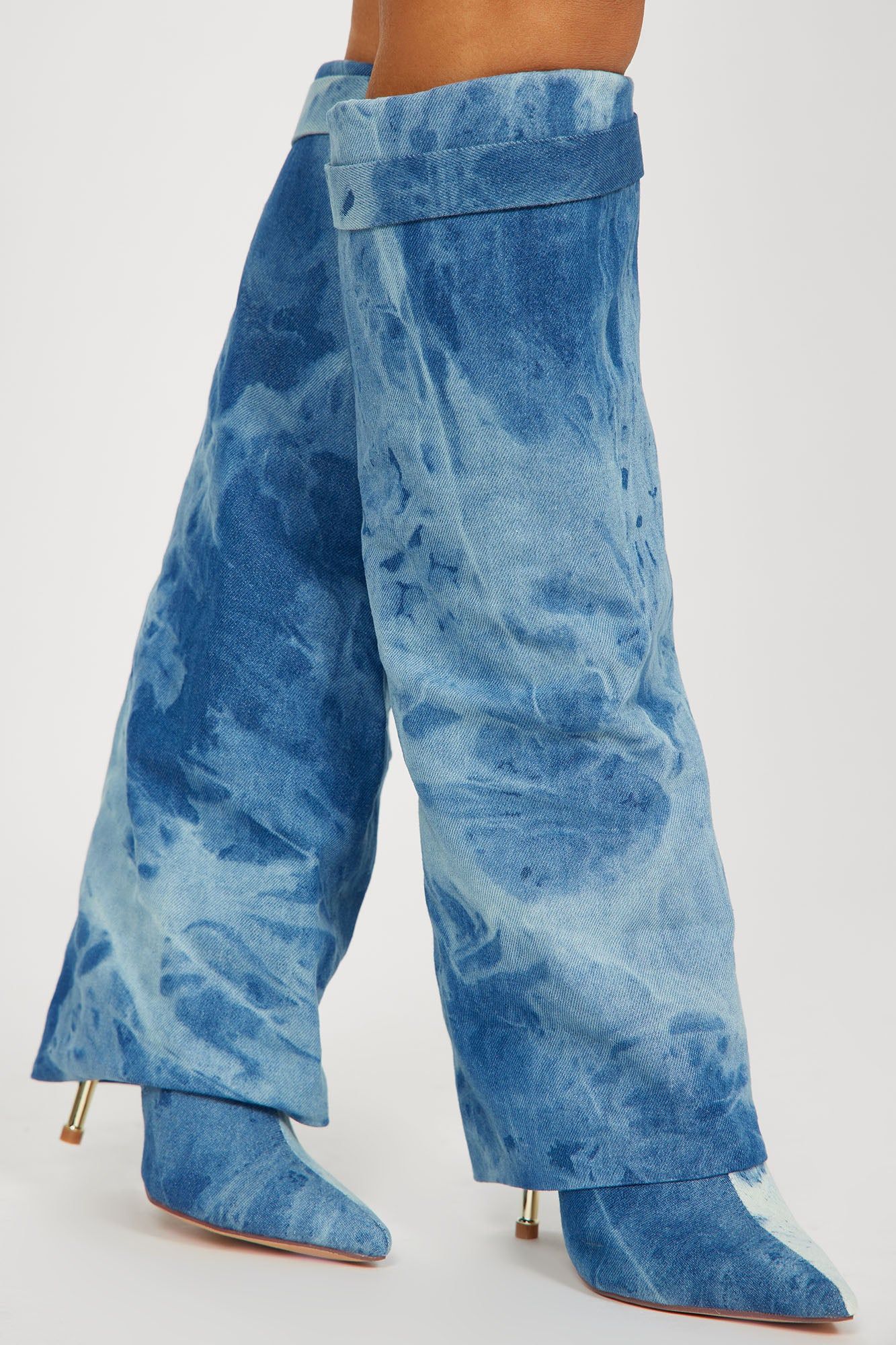 Natalia Overlay Knee High Boots - Denim sold by Fashion Nova product image thumbnail 2