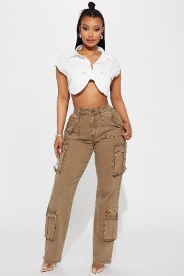 Nothing Left To Say Cargo Jeans - Olive sold by Fashion Nova