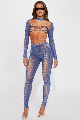 Nailed It Legging Set - Blue/combo sold by Fashion Nova