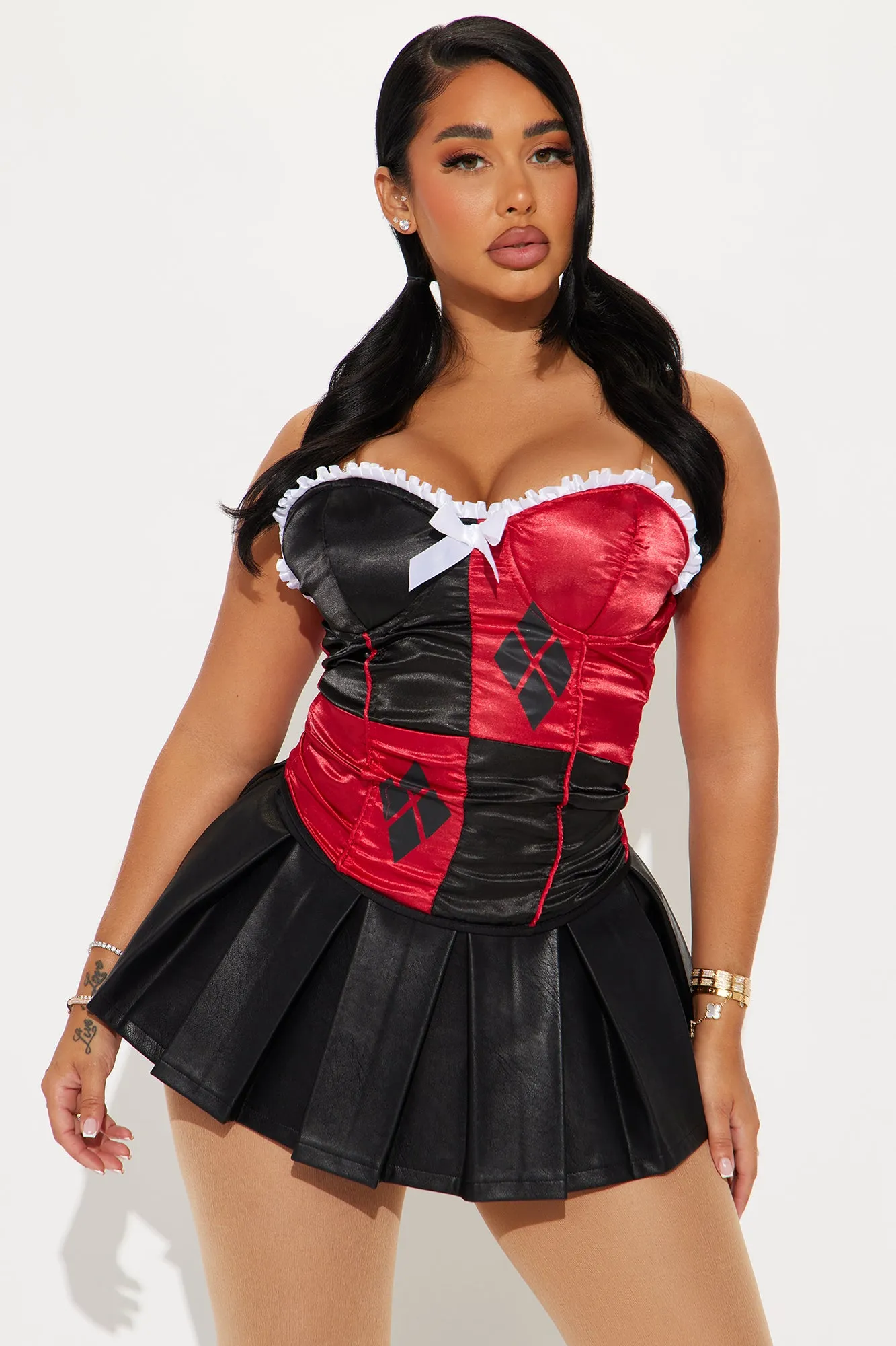 Harley Quinn Satin Corset Top Costume - Red/Black sold by Fashion Nova product image thumbnail 2