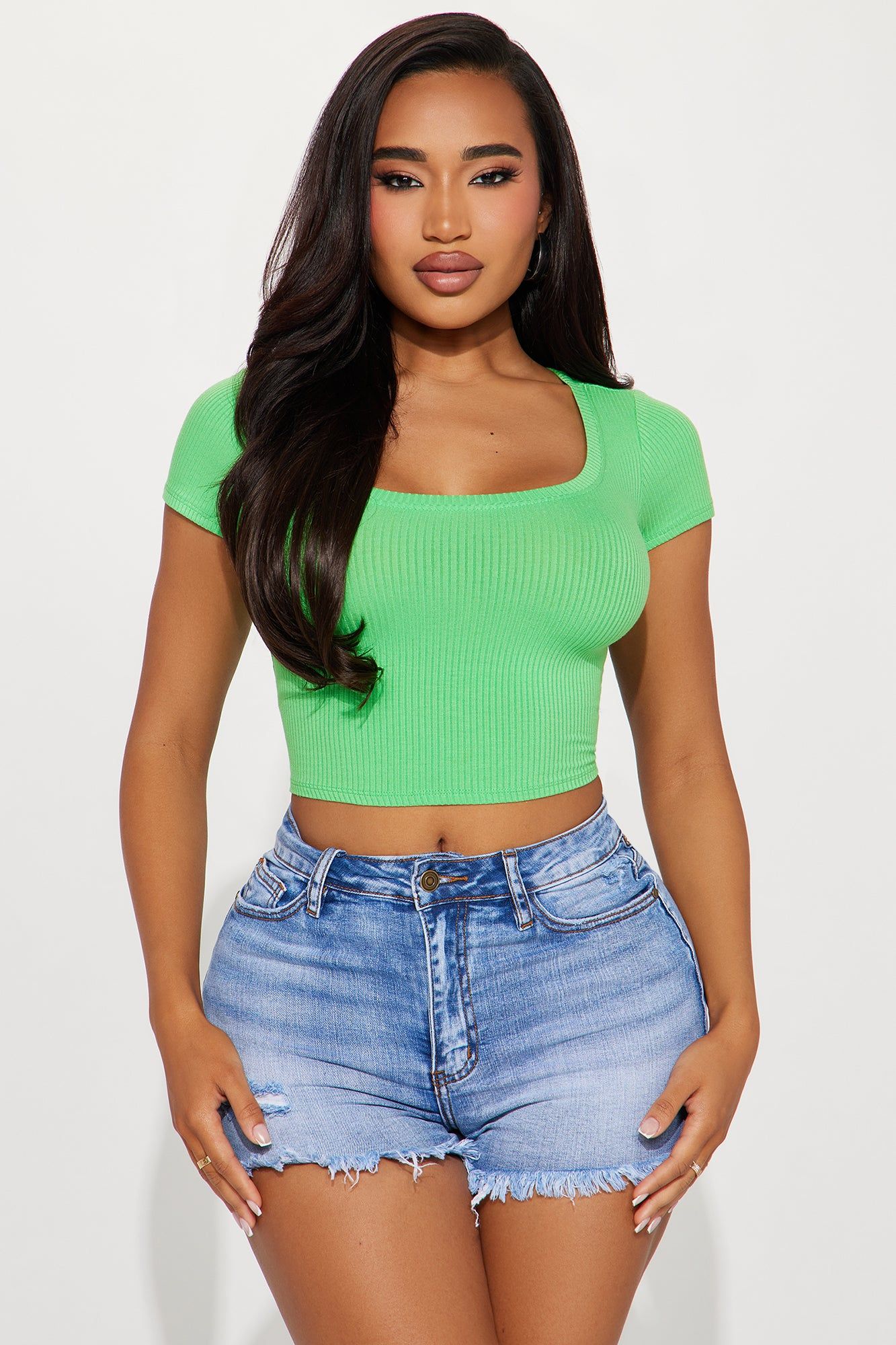 Ella Scoop Neck Tee - Green sold by Fashion Nova