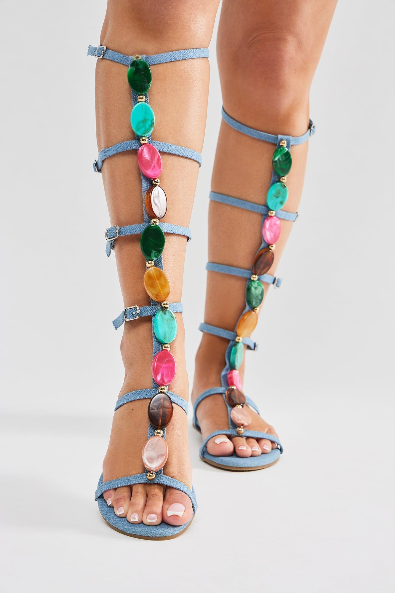 Nothing Like Me Gladiator Flat Sandals - Blue sold by Fashion Nova