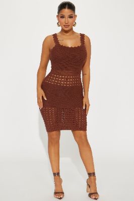 Brooke Knit Midi Dress - Chocolate sold by Fashion Nova