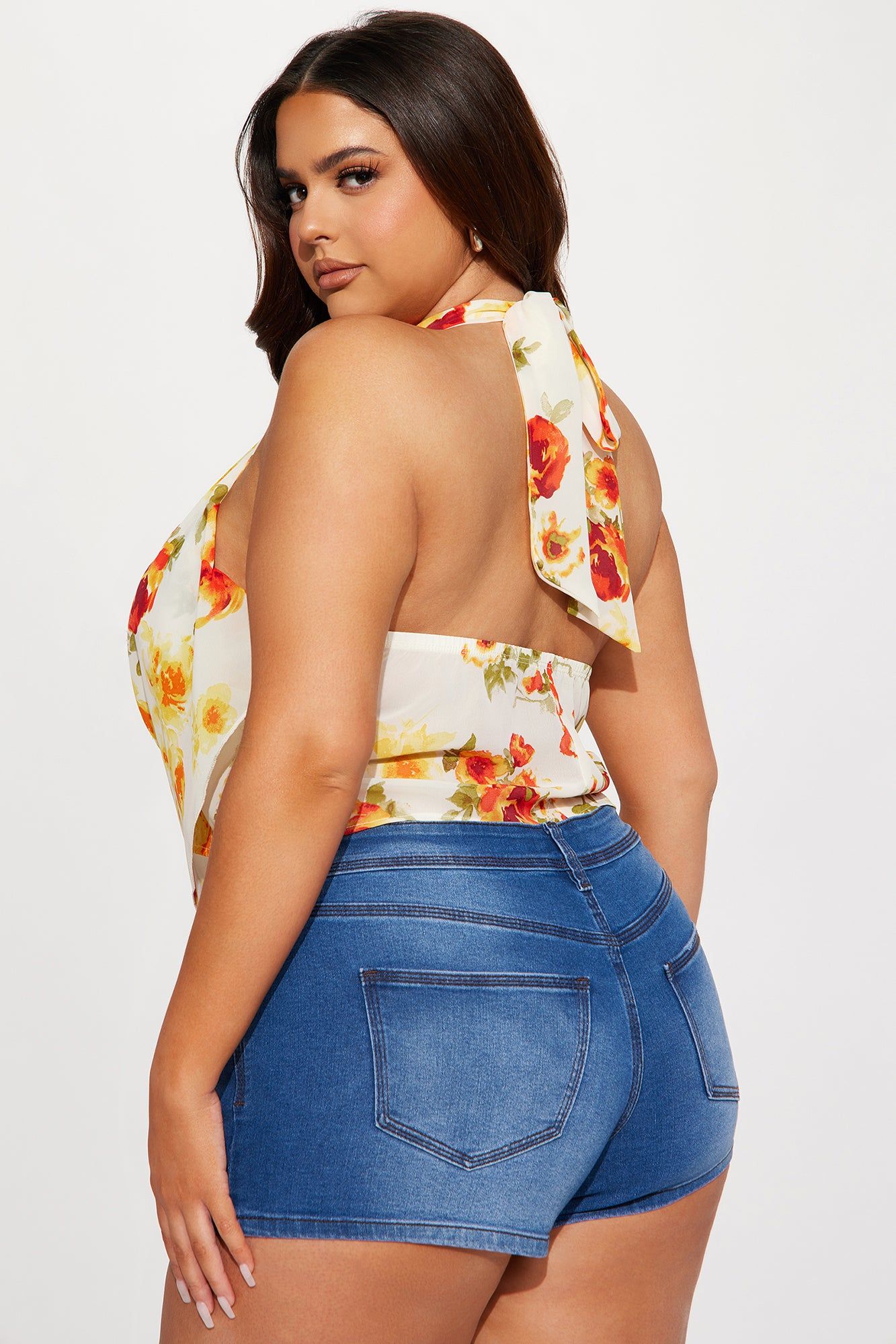 Special Effects Floral Halter Top - Ivory/combo sold by Fashion Nova product image thumbnail 3