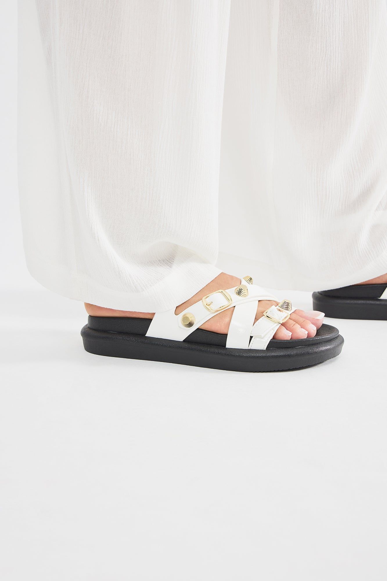 Forget The Rest Flat Sandals - White sold by Fashion Nova product image thumbnail 3