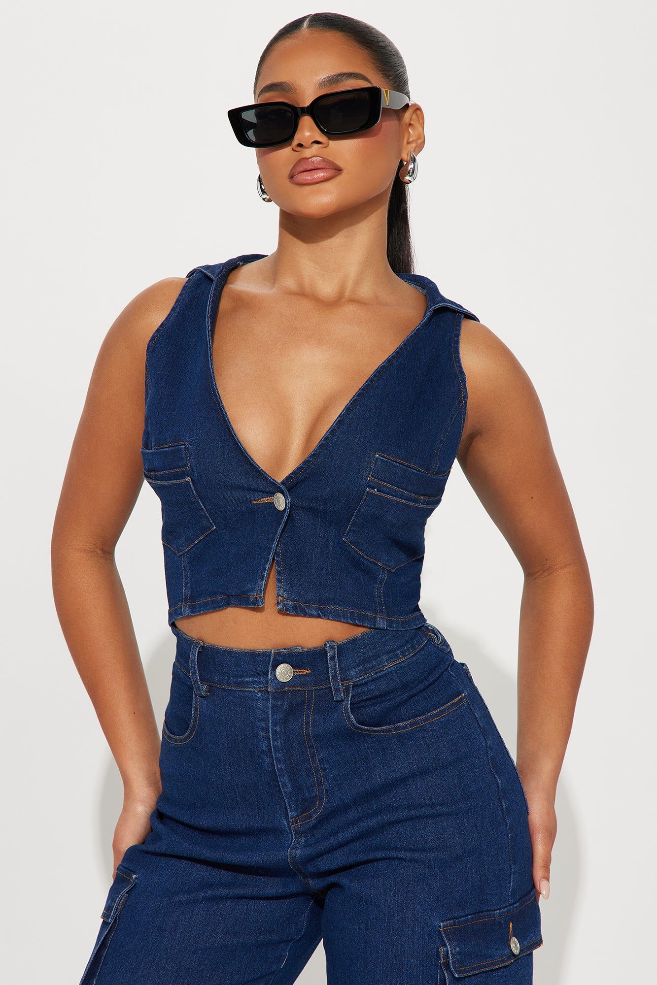 Free Fallin' Cargo Pant Set - Dark Wash sold by Fashion Nova product image thumbnail 2