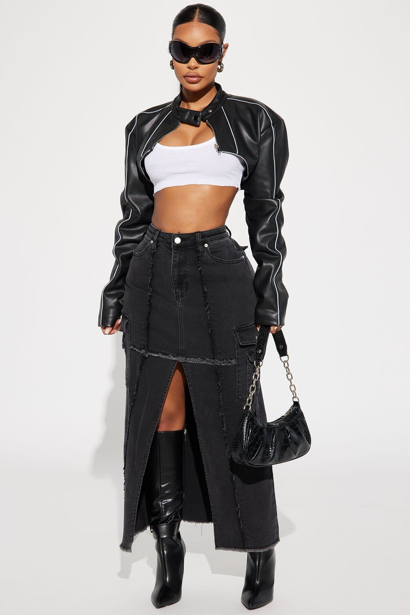 Jessie Faux Leather Cropped Jacket - Black sold by Fashion Nova product image thumbnail 2