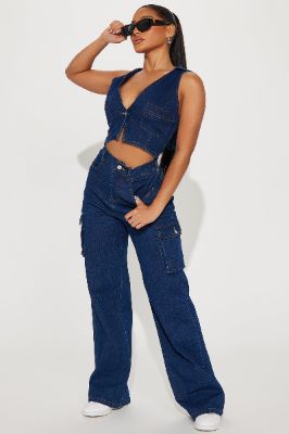 Free Fallin' Cargo Pant Set - Dark Wash made by Fashion Nova