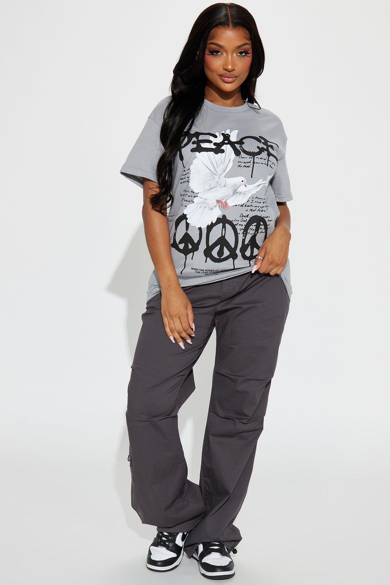 Peace Short Sleeve Tee - Grey sold by Fashion Nova product image thumbnail 3