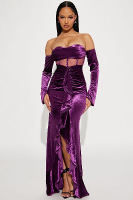 Gracie Velvet Maxi Dress - Purple sold by Fashion Nova
