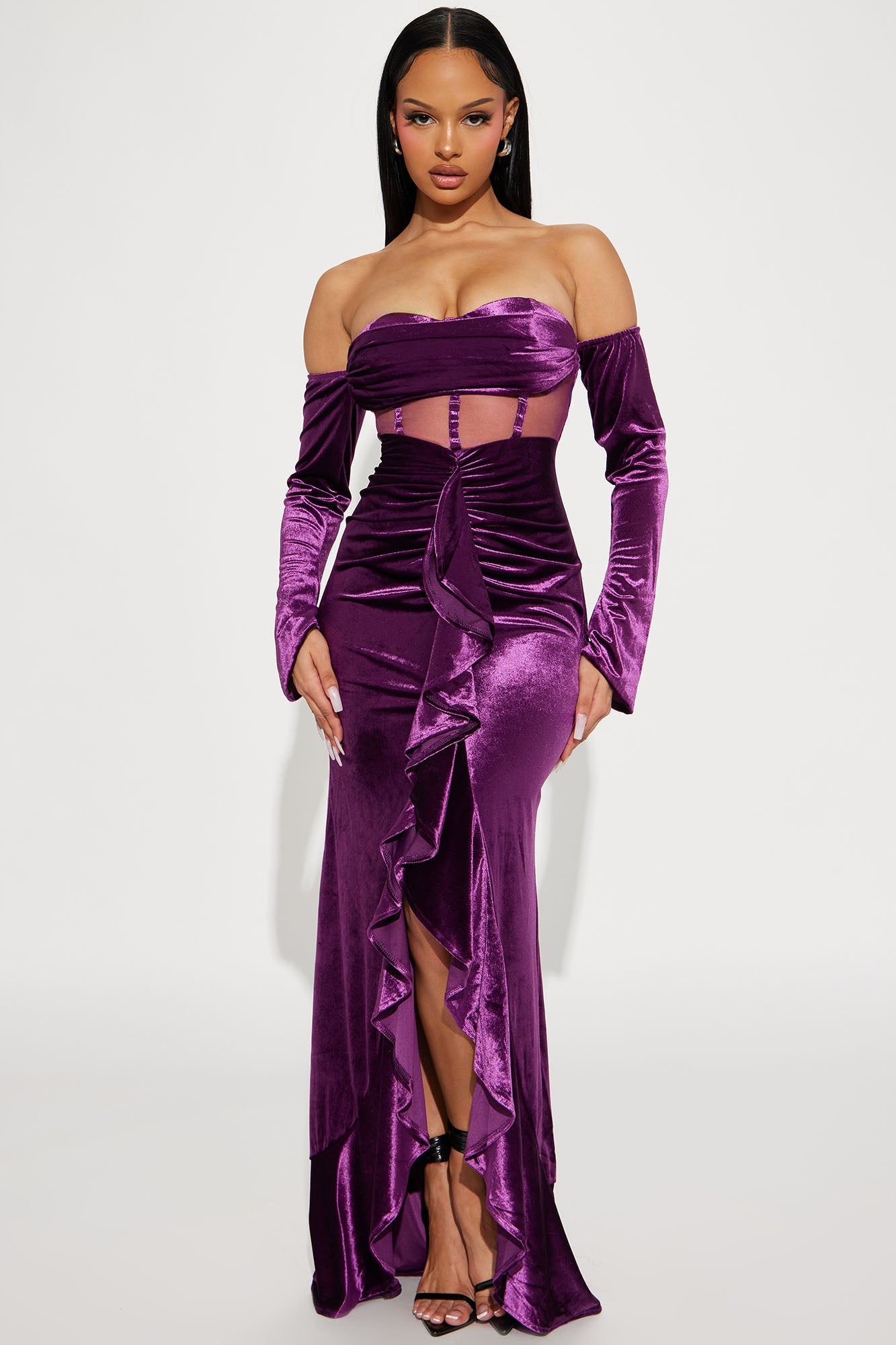 Gracie Velvet Maxi Dress - Purple sold by Fashion Nova