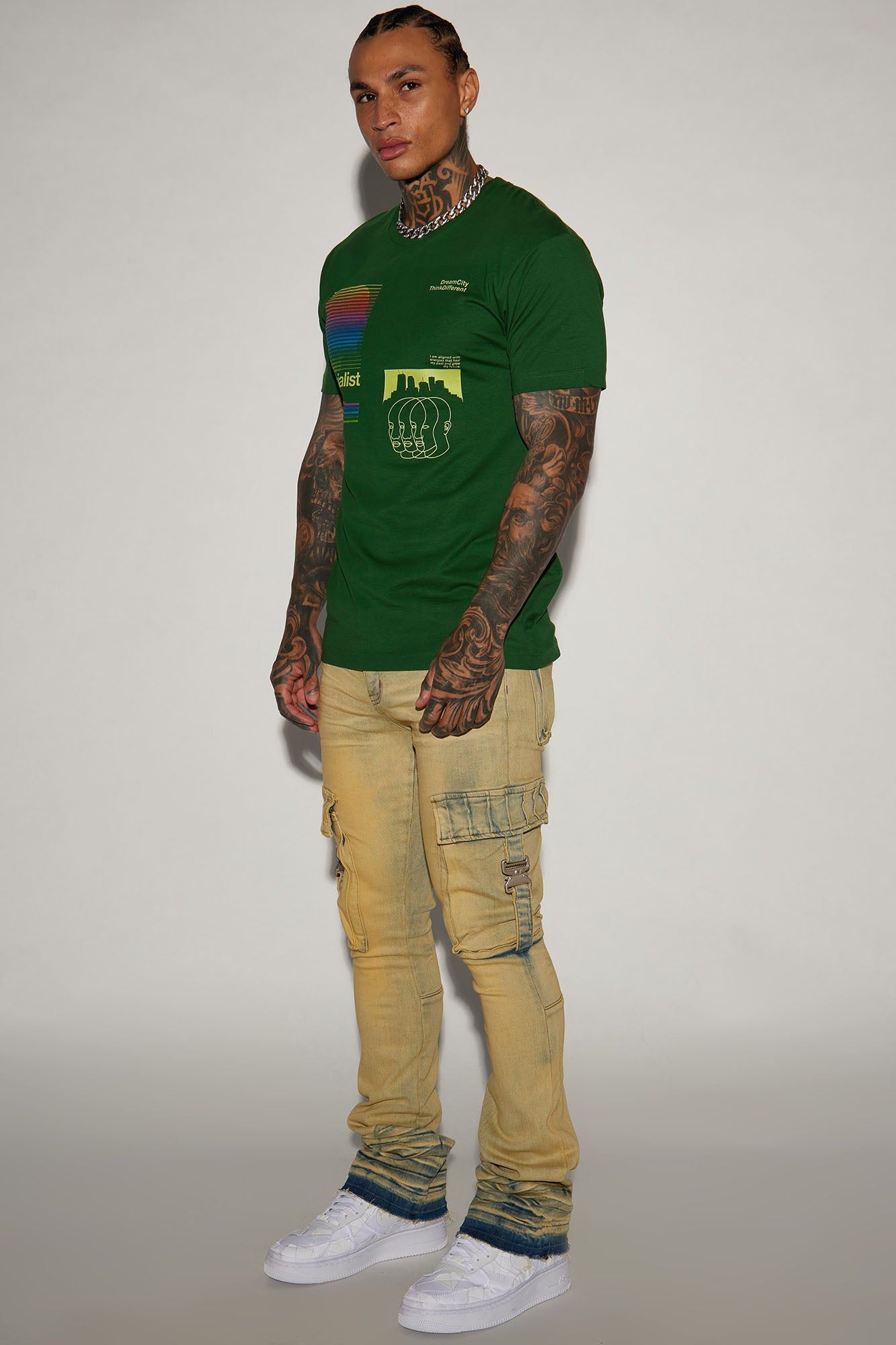 Got Me Buckled Up Stacked Skinny Flare Cargo Jeans - Vintage Wash sold by Fashion Nova product image thumbnail 2