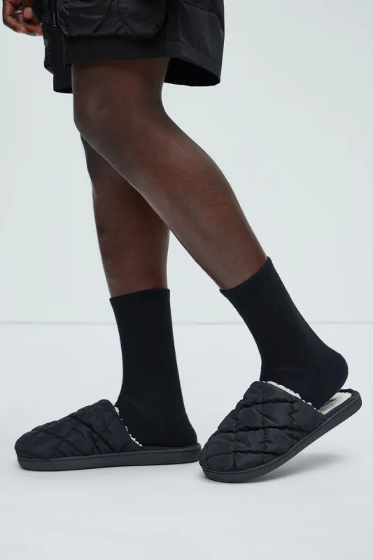 Quilted Nylon Slide - Black sold by Fashion Nova