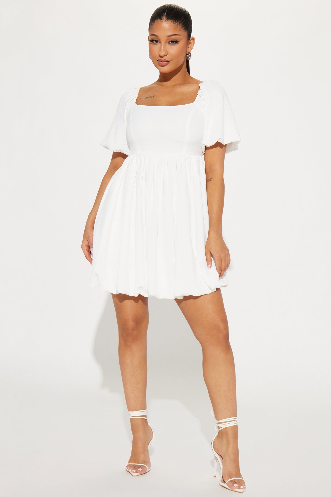 Gwen Babydoll Mini Dress - White sold by Fashion Nova
