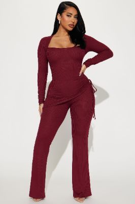 Legally Casual Pant Set - Burgundy sold by Fashion Nova