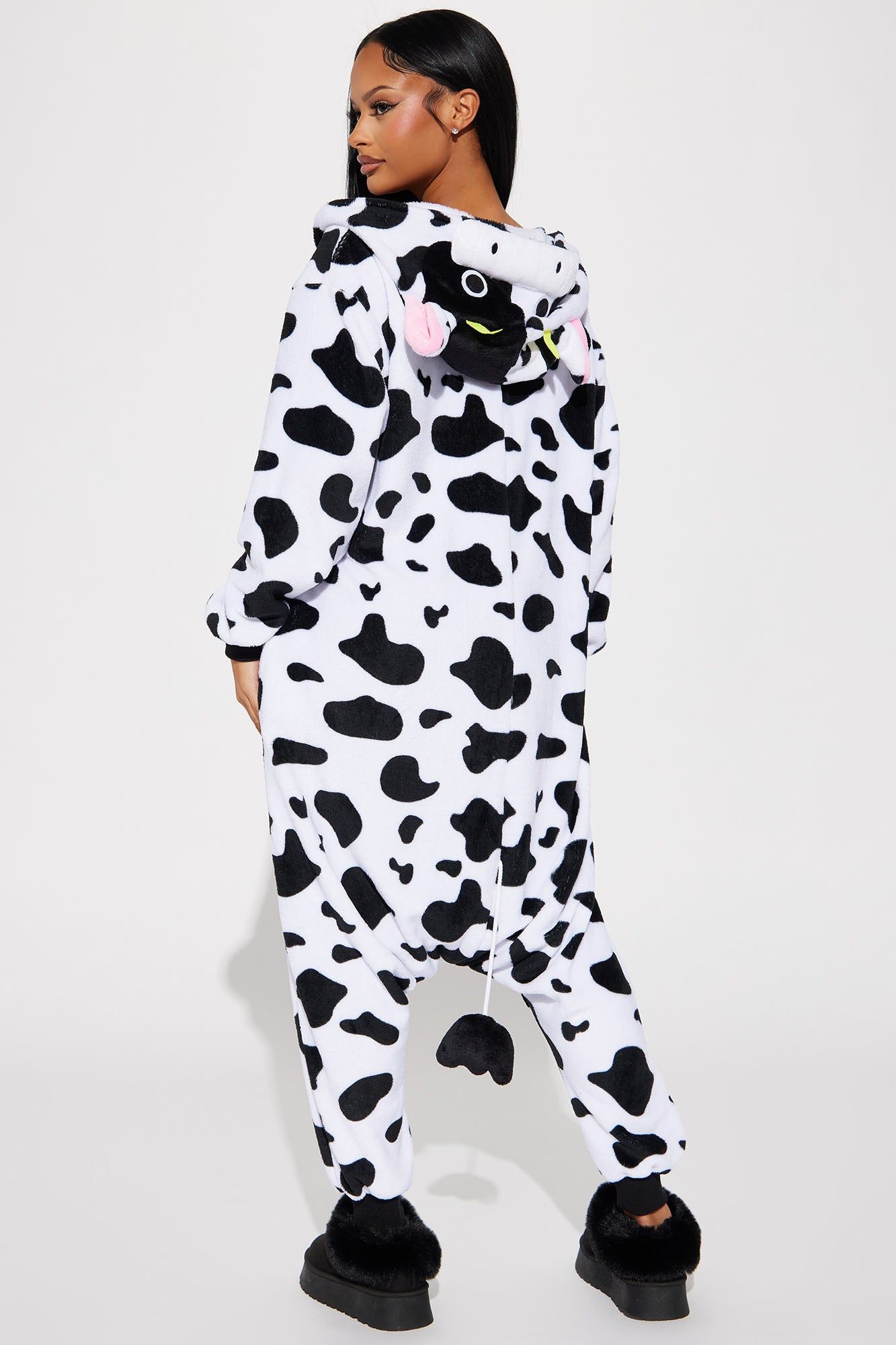 Say Mooo Cow Plush Costume Onesie - White/Black sold by Fashion Nova product image thumbnail 3