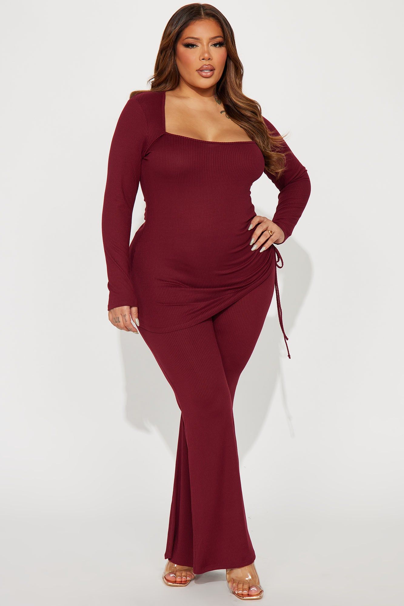 Legally Casual Pant Set - Burgundy sold by Fashion Nova product image thumbnail 4