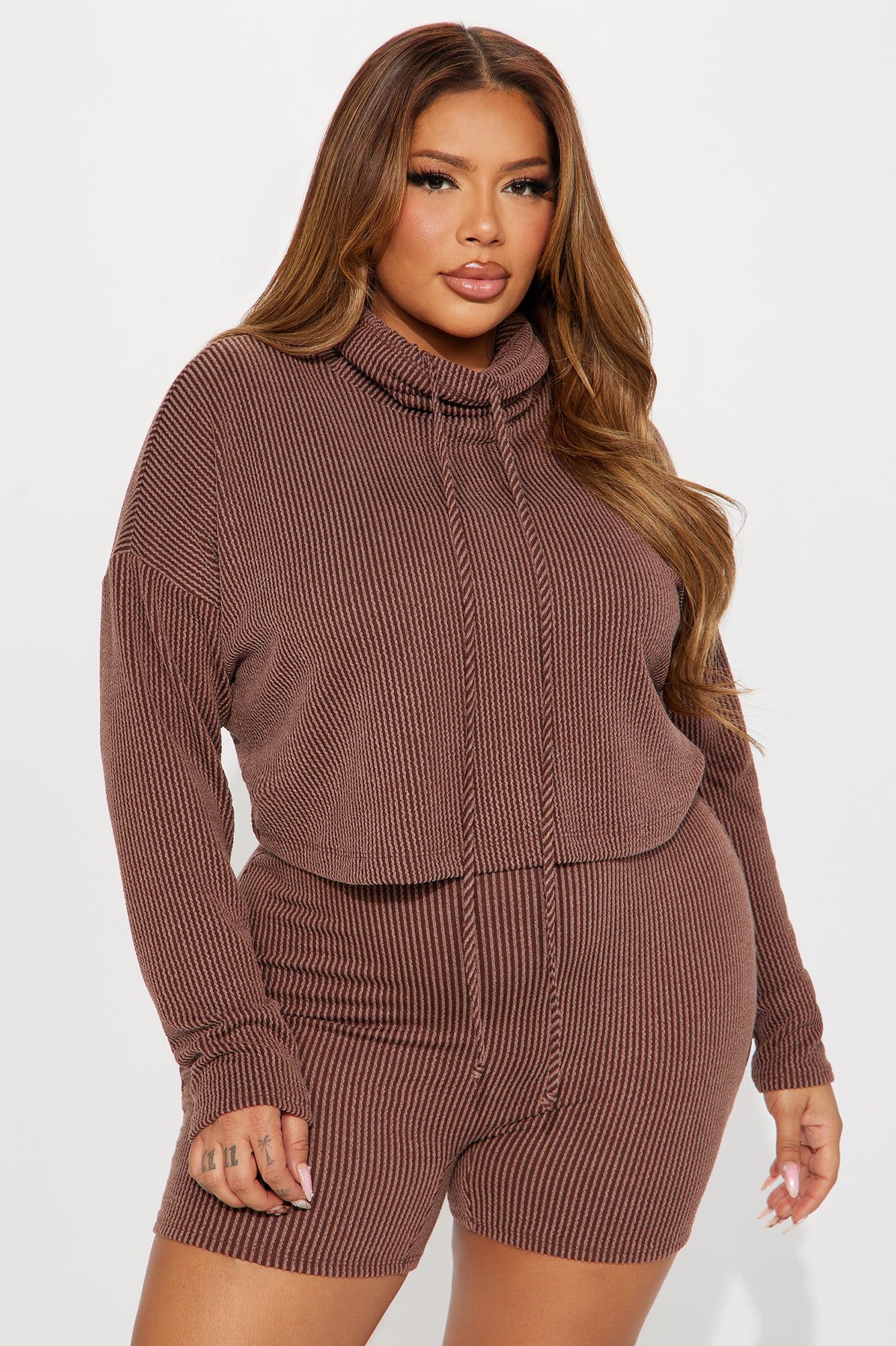 Thinking It Over Romper Set - Chocolate sold by Fashion Nova product image thumbnail 5